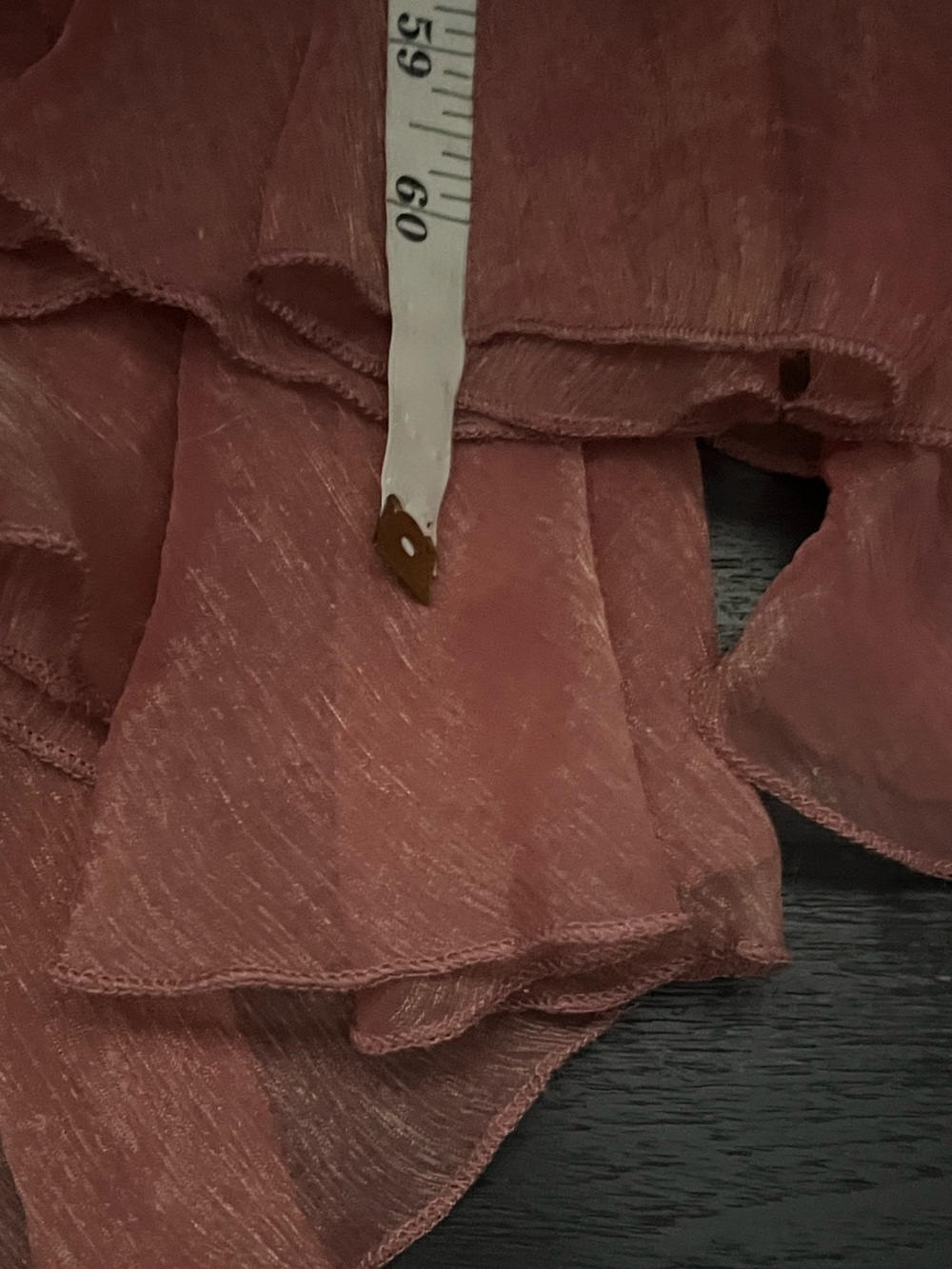 Meghan LA Rosa Tiered Dress Dusty Rose Crinkle Chiffon Boho Romantic Size 4/S - Picture 10 of 10